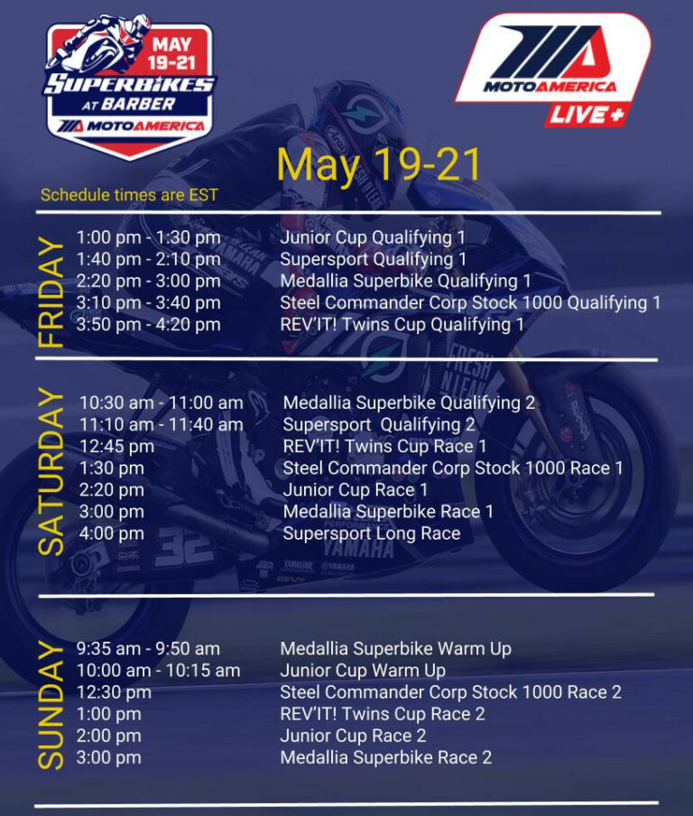 MotoAmerica Barber Live+ Coverage Schedule Released Roadracing World Magazine Motorcycle