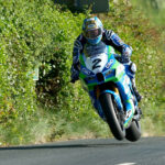 Dean Harrison (2) catches air Wednesday evening at the Isle of Man TT. Photo courtesy Isle of Man TT Press Office.