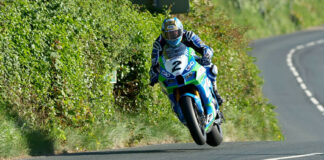 Dean Harrison (2) catches air Wednesday evening at the Isle of Man TT. Photo courtesy Isle of Man TT Press Office.