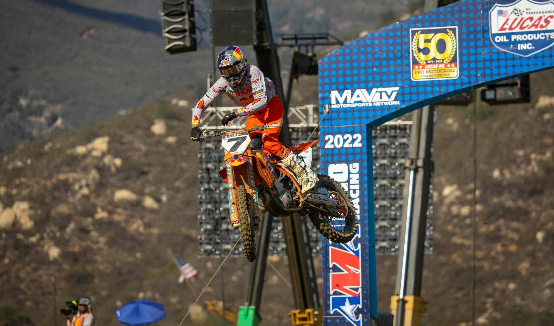 KTM Factory Racing rider Aaron Plessinger (7) in action at Fox Raceway in 2022. Photo by Align Media, courtesy KTM.