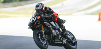 Cody Wyman (99) on the Army of Darkness (AOD) Yamaha YZF-R1 at Road Atlanta. Photo by AKHUGHES Sports Media, courtesy AOD.