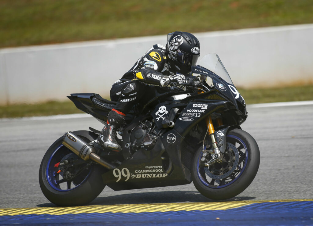 Josh Hayes (99) on the Army of Darkness (AOD) Yamaha YZF-R1 at Road Atlanta. Photo by AKHUGHES Sports Media, courtesy AOD.