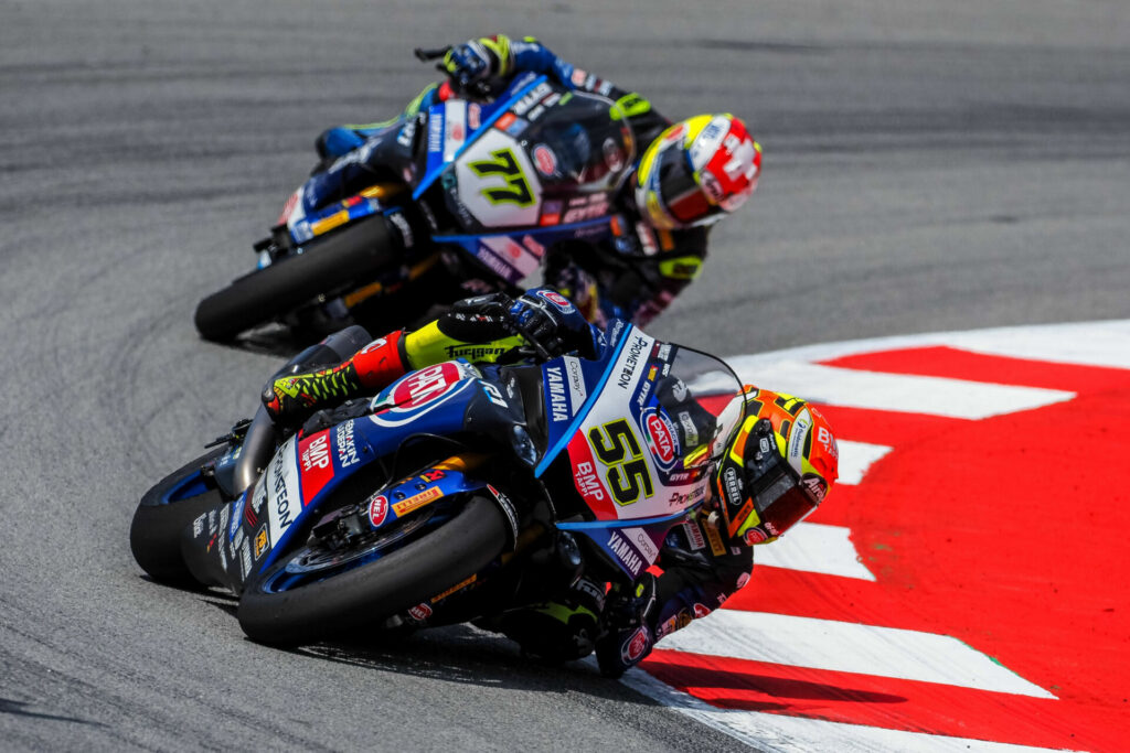 Andrea Locatelli (55) and Dominique Aegerter (77). Photo courtesy Dorna.