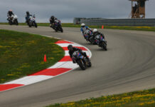 California Superbike School students in action at Pittsburgh International Race Complex. Photo by etechphoto.com, courtesy California Superbike School.