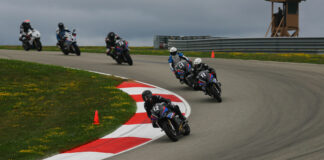 California Superbike School students in action at Pittsburgh International Race Complex. Photo by etechphoto.com, courtesy California Superbike School.