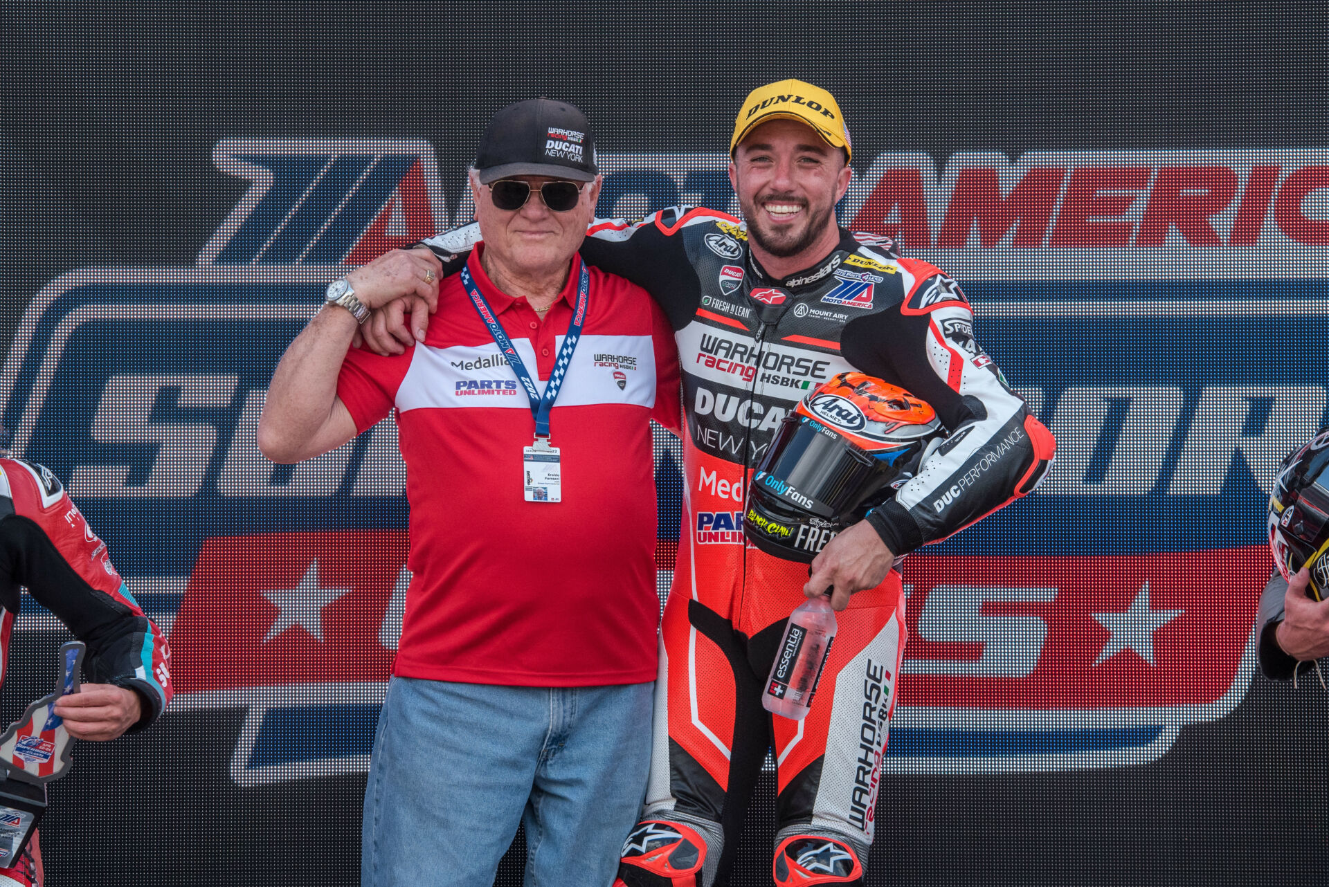 Eraldo Ferracci, seen here with Josh Herrin (right) following MotoAmerica Supersport Race One at Road Atlanta in 2022, is one of the AMA Hall of Fame Class of 2023 nominees. Photo by Brian J. Nelson.