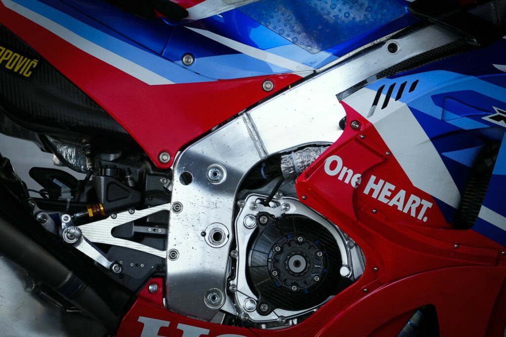 Honda tried a new Kalex frame on Monday. Photo courtesy Dorna.