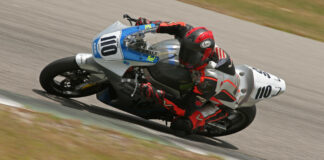 Chase Brown (110) at speed on the BrownTown Racing Suzuki SV650. Photo courtesy BrownTown Racing.