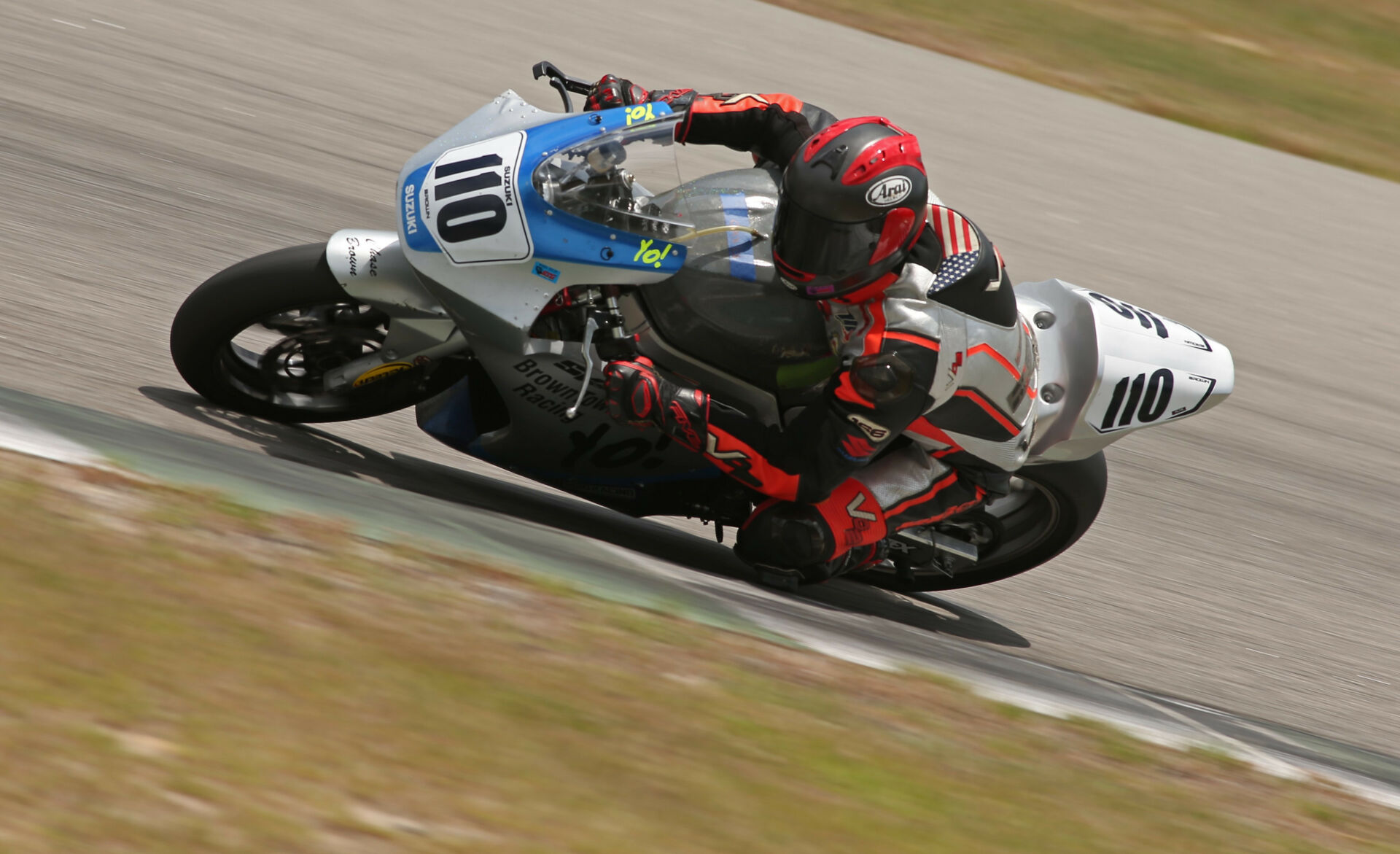 Chase Brown (110) at speed on the BrownTown Racing Suzuki SV650. Photo courtesy BrownTown Racing.