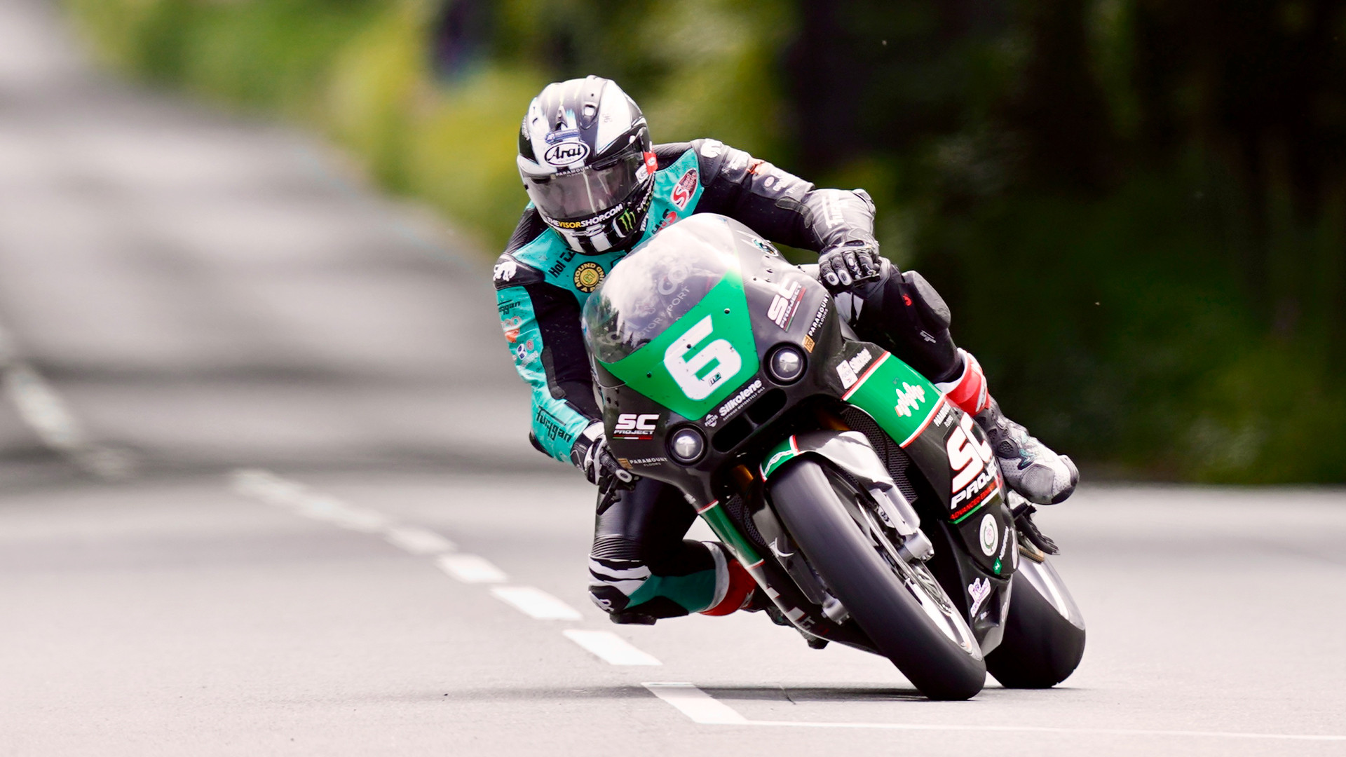 Michael Dunlop (6) in action on his Supertwin machine Monday at the Isle of Man TT. Photo courtesy IOM TT Press Office.