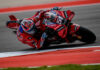 Michele Pirro (51) in action on a Ducati Desmodici MotoGP racebike. Photo courtesy Ducati.
