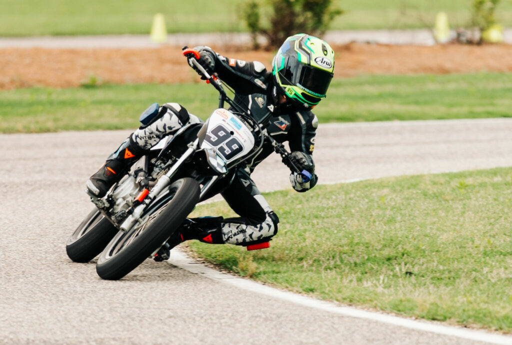 Nathan Bettencourt (99) won both Stock 125 races. Photo by Klingsporn Media, courtesy MotoAmerica.