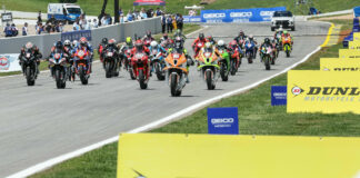 The start of MotoAmerica Stock 1000 Race One at Road Atlanta. Photo by Brian J. Nelson.