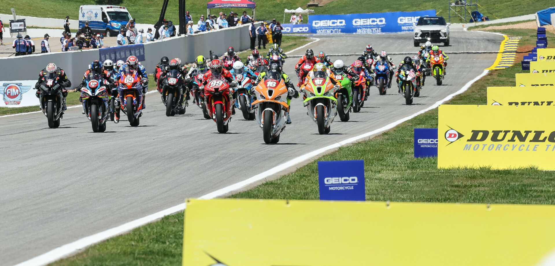 The start of MotoAmerica Stock 1000 Race One at Road Atlanta. Photo by Brian J. Nelson.