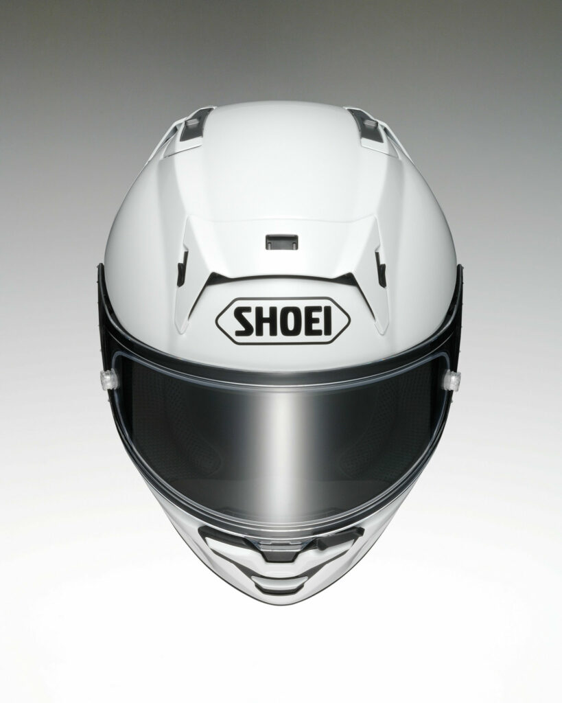The top view of Shoei's all-new X-Fifteen full-face helmet. Photo courtesy Shoei.