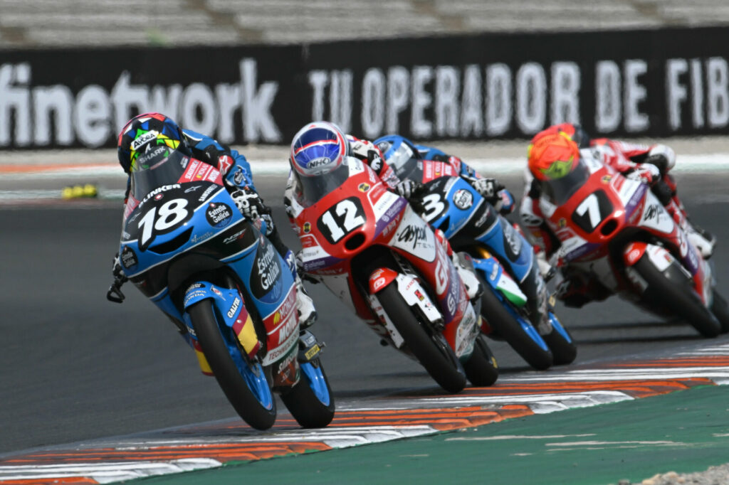 Angel Piqueras (18) won both FIM JuniorGP races at Valencia. Photo courtesy Dorna.