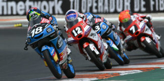 Angel Piqueras (18) won both FIM JuniorGP races earlier his season at Valencia. Photo courtesy Dorna.