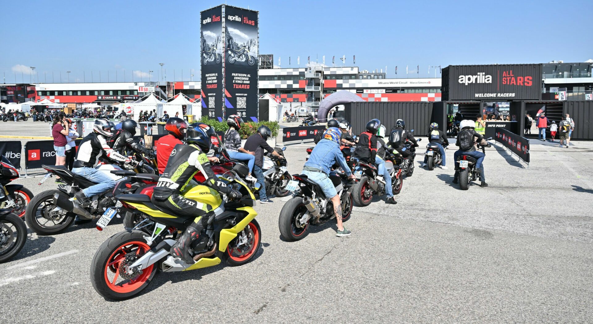 Aprilia enthusiasts arrive at Misano World Circuit for the Aprilia All Stars events. Photo courtesy Aprilia.