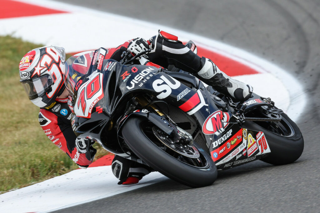 Tyler Scott (70) bounces back from Race 1 with a strong second-place finish in Race 2. Photo courtesy Suzuki Motor USA, LLC.