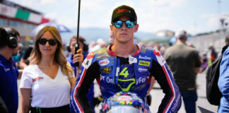 Sean Dylan Kelly (SDK) on the Moto2 grid at Mugello. Photo courtesy American Racing Team.