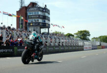 Isle Of Man TT: Senior TT Race Report Michael Dunlop (6) leaving the starting line at the Isle of Man TT earlier this week. Photo courtesy Isle of Man TT Press Office.
