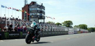 Michael Dunlop (6) leaving the starting line at the Isle of Man TT earlier this week. Photo courtesy Isle of Man TT Press Office.