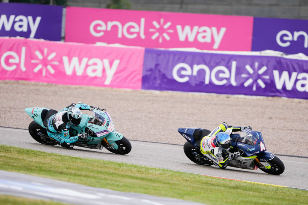 Hector Garza (4) leads Jordi Torres (81) during Race Two. Photo courtesy Dorna.