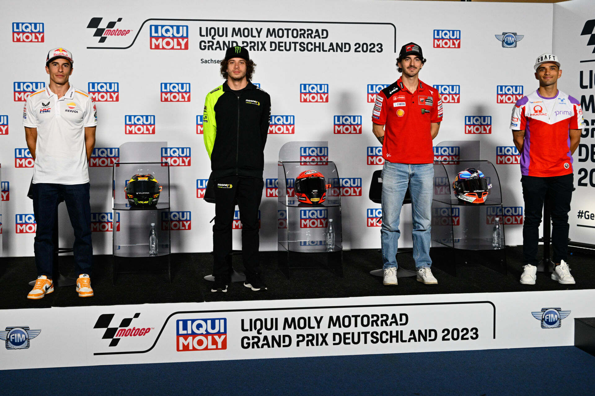 (From left) Marc Marquez, Marco Bezzecchi, Francesco 