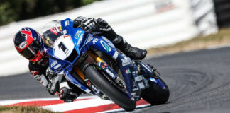 Jake Gagne (1) has won four straight MotoAmerica Medallia Superbike races at Ridge Motorsports Park. On Friday, Gagne earned provisional pole position for the weekend's two races in Washington. Photo by Brian J. Nelson.