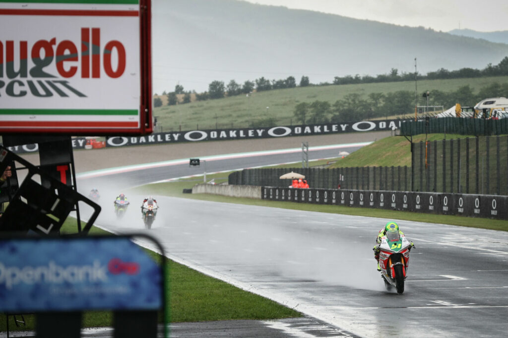 Eric Granado (51) won wet MotoE Race Two. Photo courtesy Dorna.