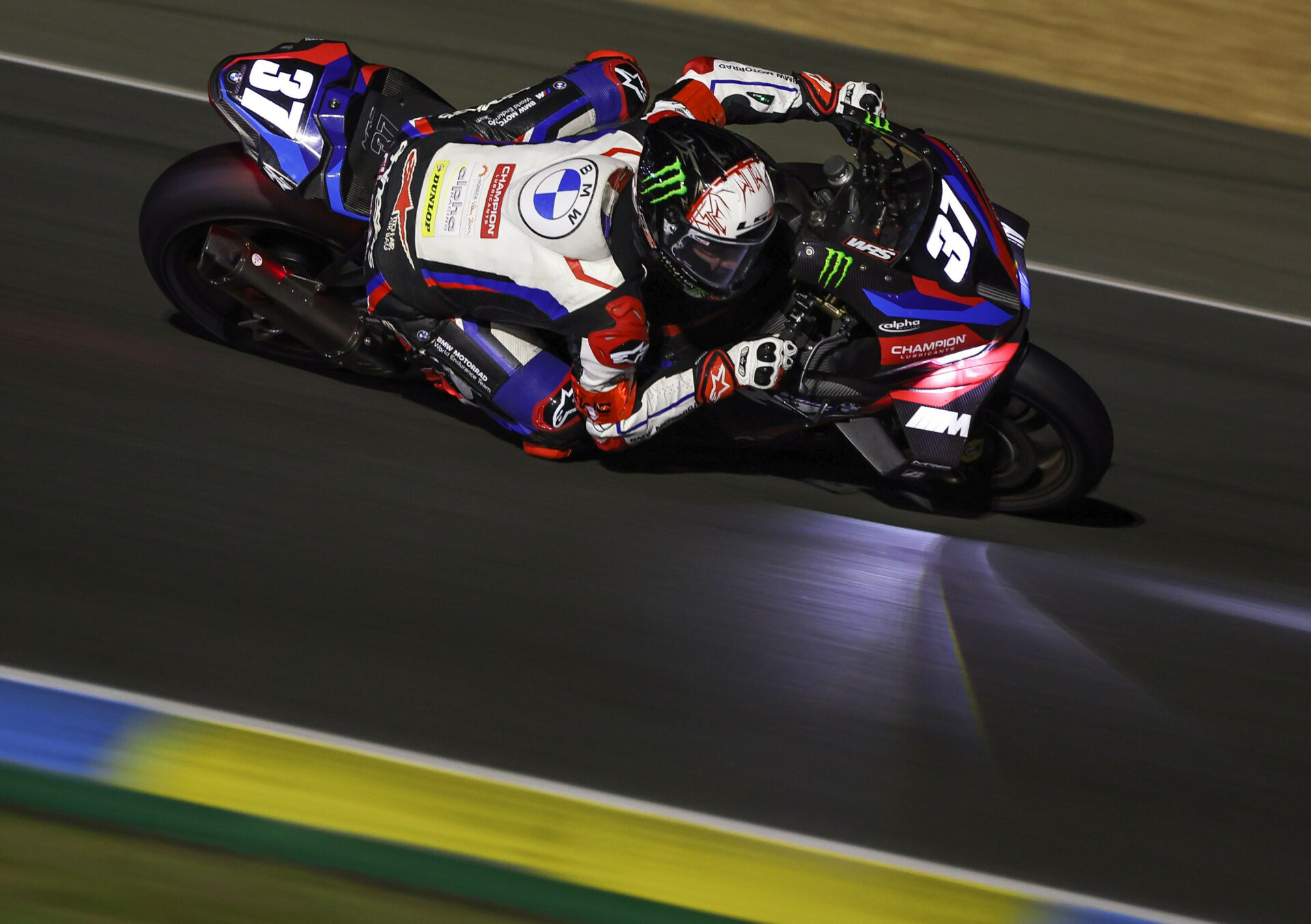 Jérémy Guarnoni (37) at speed on the BMW Motorrad World Endurance Team M 1000 RR. Photo courtesy BMW Motorrad Motorsport.