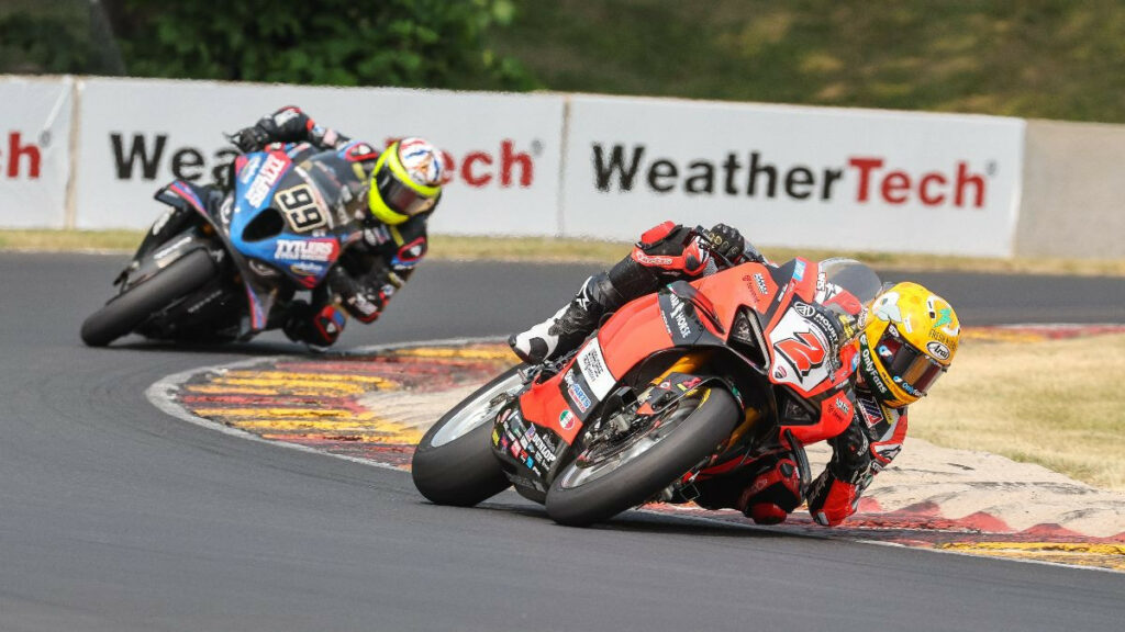 Josh Herrin (2) held off PJ Jacobsen (99) to win Race Two. Photo by Brian J. Nelson.