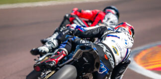 Troy Herfoss (17) leads Glenn Allerton during Race Two at Hidden Valley Raceway. Photo courtesy ASBK.