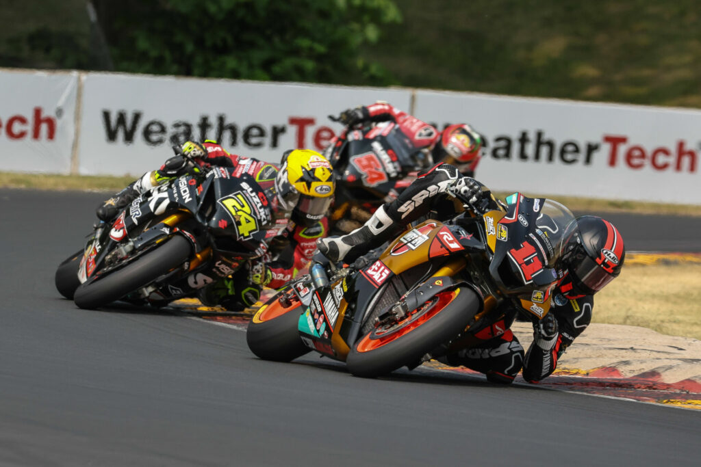Mathew Scholtz (11) leads Toni Elias (24) and Richie Escalante (54) during Race Two at Road America. Photo by Brian J. Nelson, courtesy Westby Racing.