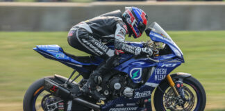 Jake Gagne (1) will be trying to extend his win streak at Ridge Motorsports Park this coming weekend. The defending MotoAmerica Medallia Superbike Champion has won the past four races in Washington State. Photo by Brian J. Nelson.