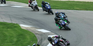 Points Battle: Blake Davis (1) leads Gus Rodio (96) and Hayden Schultz (49) by just two points in the 2023 REV'IT! Twins Cup Championship as the series heads to Ridge Motorsports Park this weekend for round four. Rocco Landers (97), meanwhile, has won the past three races. Photo by Brian J. Nelson.