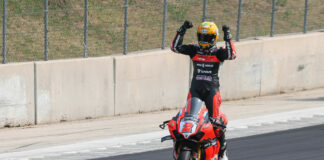 Josh Herrin (2), after winning MotoAmerica Superbike Race Two June 4 at Road America. Photo by Brian J. Nelson.