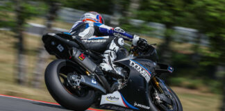 Cameron Beaubier (6) at speed on his new BMW M 1000 RR Superbike at Ridge Motorsports Park. Photo by Brian J. Nelson.