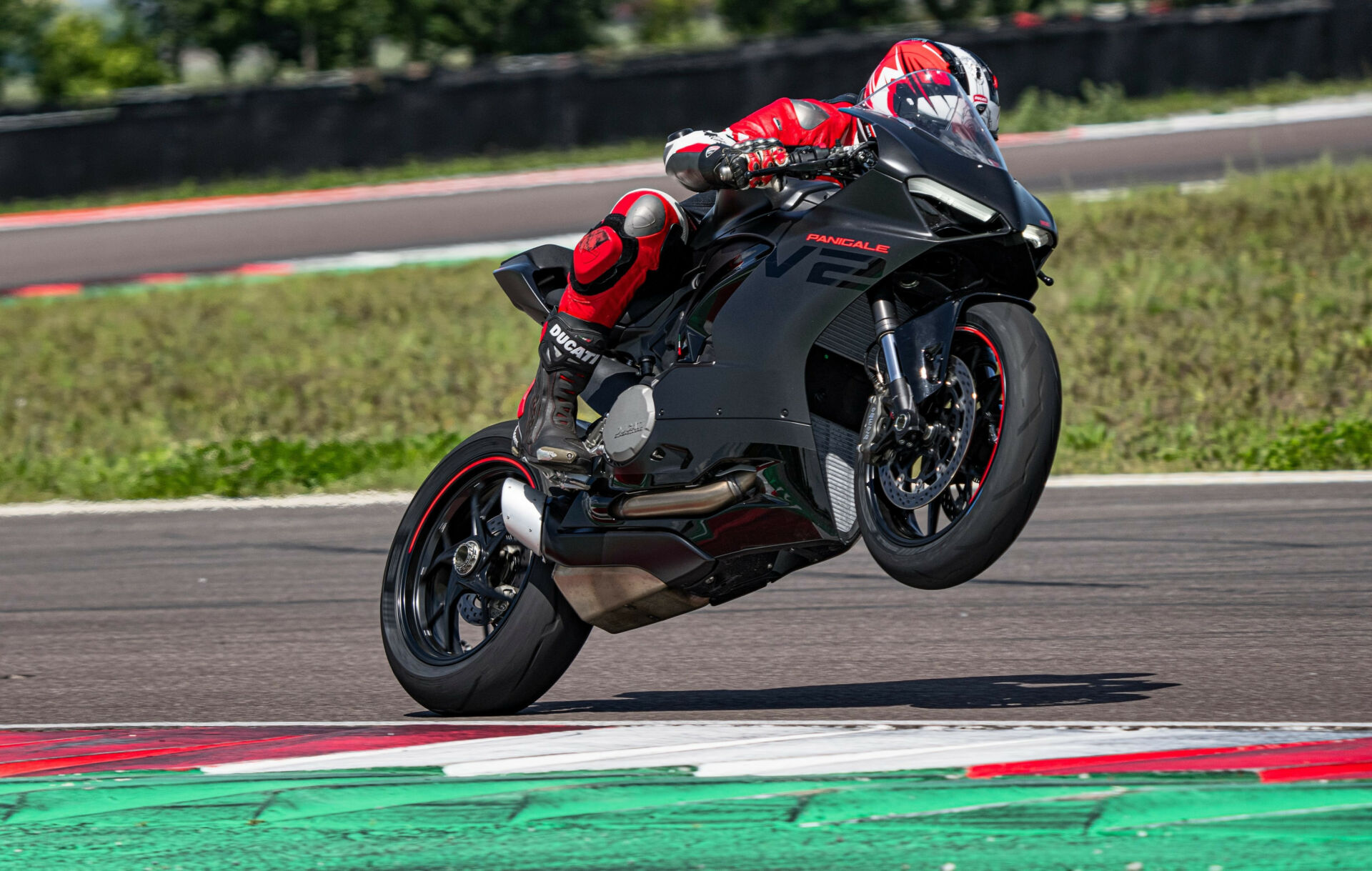 The 2024 Ducati Panigale V2 will be available in a new Black on Black livery as well as Ducati Red. Photo courtesy Ducati.