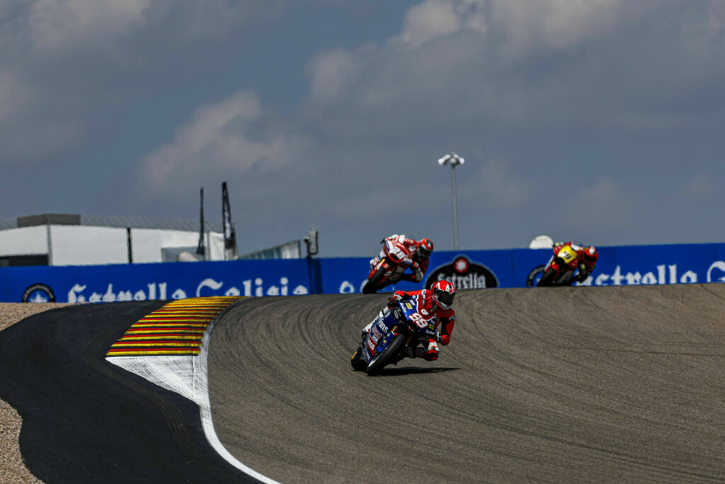 Fill-in rider Carlos Tatay (99) finished 19th. Photo courtesy American Racing Team.