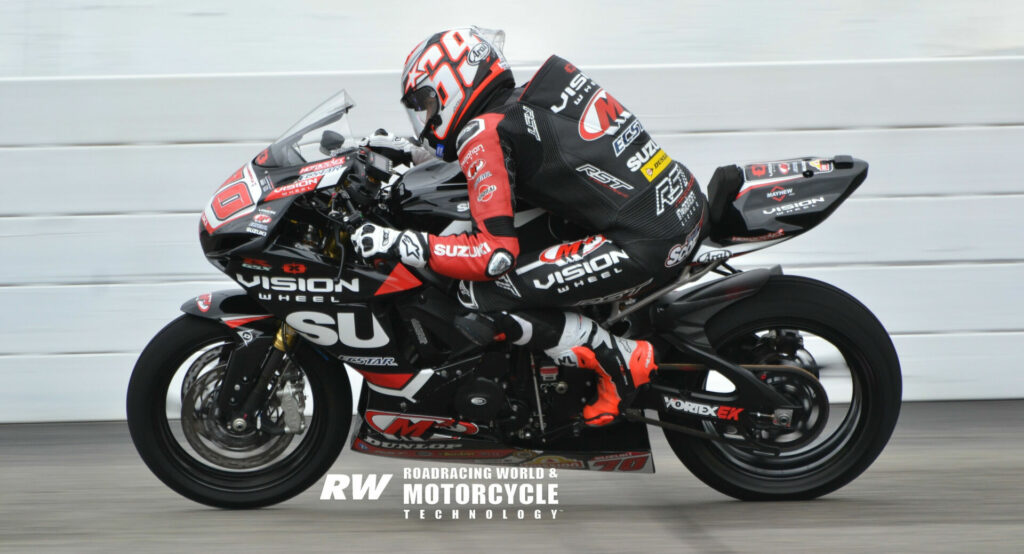 Tyler Scott (70) in action Saturday morning at NHMS. Photo by David Swarts, copyright Roadracing World Publishing, Inc.