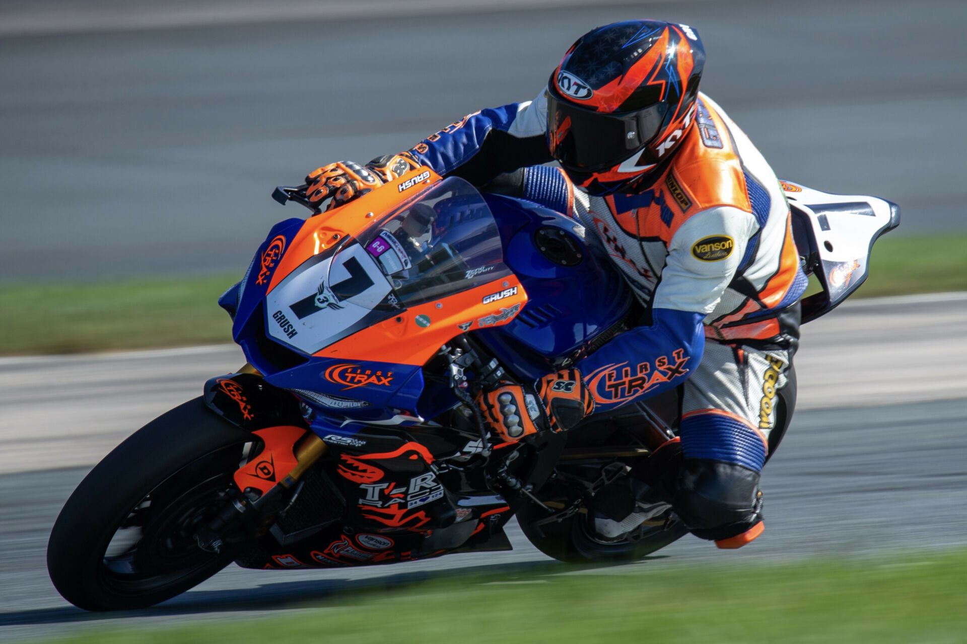 NEMRR Executive Director John Grush (7) on his destroked Yamaha YZF-R6 in action at New Hampshire Motor Speedway. Photo by San Draiss, courtesy NEMRR.