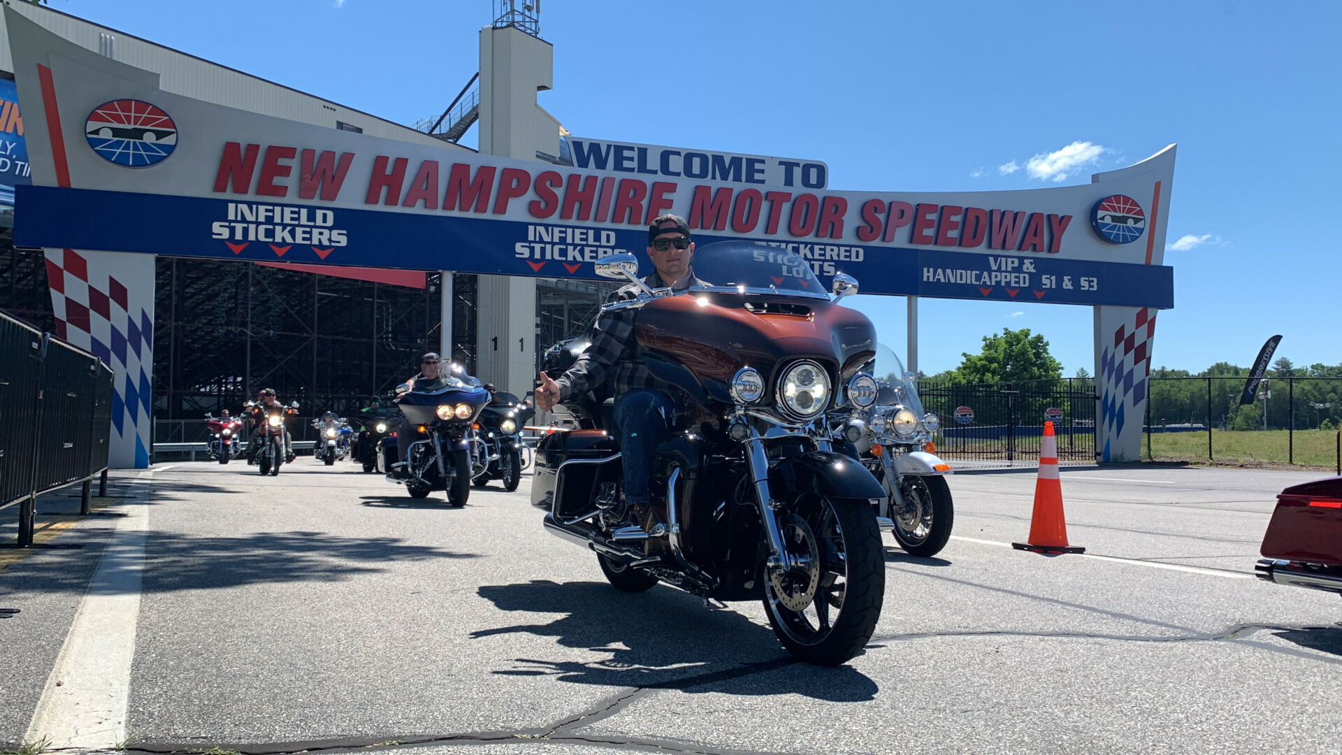 Thousands of motorcycle riders from all over the country will descend upon New Hampshire Motor Speedway in Loudon, N.H. during the 100th Annual Laconia Motorcycle Week Rally June 10-18. Photo by Shannon Stephens, courtesy NHMS.