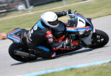 No one could come close to Ben Young (1) during Friday afternoon's Superbike qualifying sessions at Grand Bend Motorplex, with the BMW rider half a second clear of the rest of the field. Photo by Rob O'Brien, courtesy CSBK.