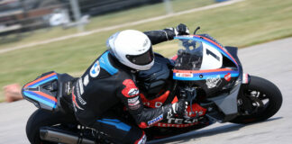 No one could come close to Ben Young (1) during Friday afternoon's Superbike qualifying sessions at Grand Bend Motorplex, with the BMW rider half a second clear of the rest of the field. Photo by Rob O'Brien, courtesy CSBK.