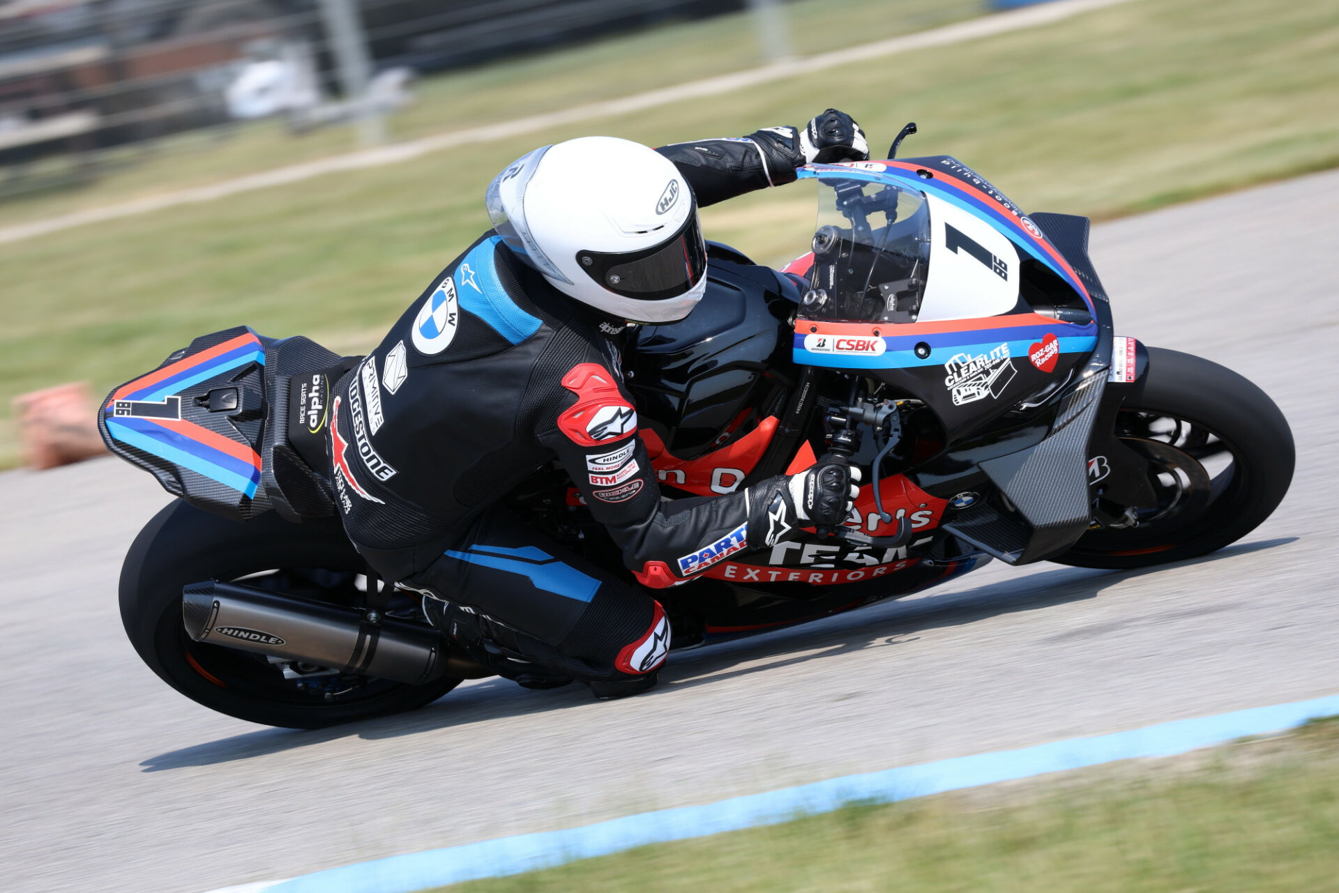 No one could come close to Ben Young (1) during Friday afternoon's Superbike qualifying sessions at Grand Bend Motorplex, with the BMW rider half a second clear of the rest of the field. Photo by Rob O'Brien, courtesy CSBK.