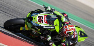 Jonathan Rea (65) testing at MotorLand Aragon. Photo courtesy Kawasaki.