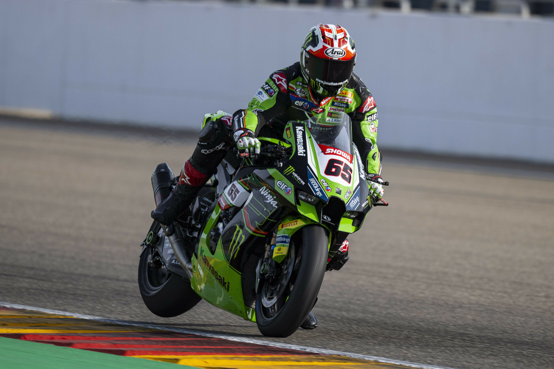 Jonathan Rea (65), as seen during a recent test at MotorLand Aragon. Photo courtesy Kawasaki.