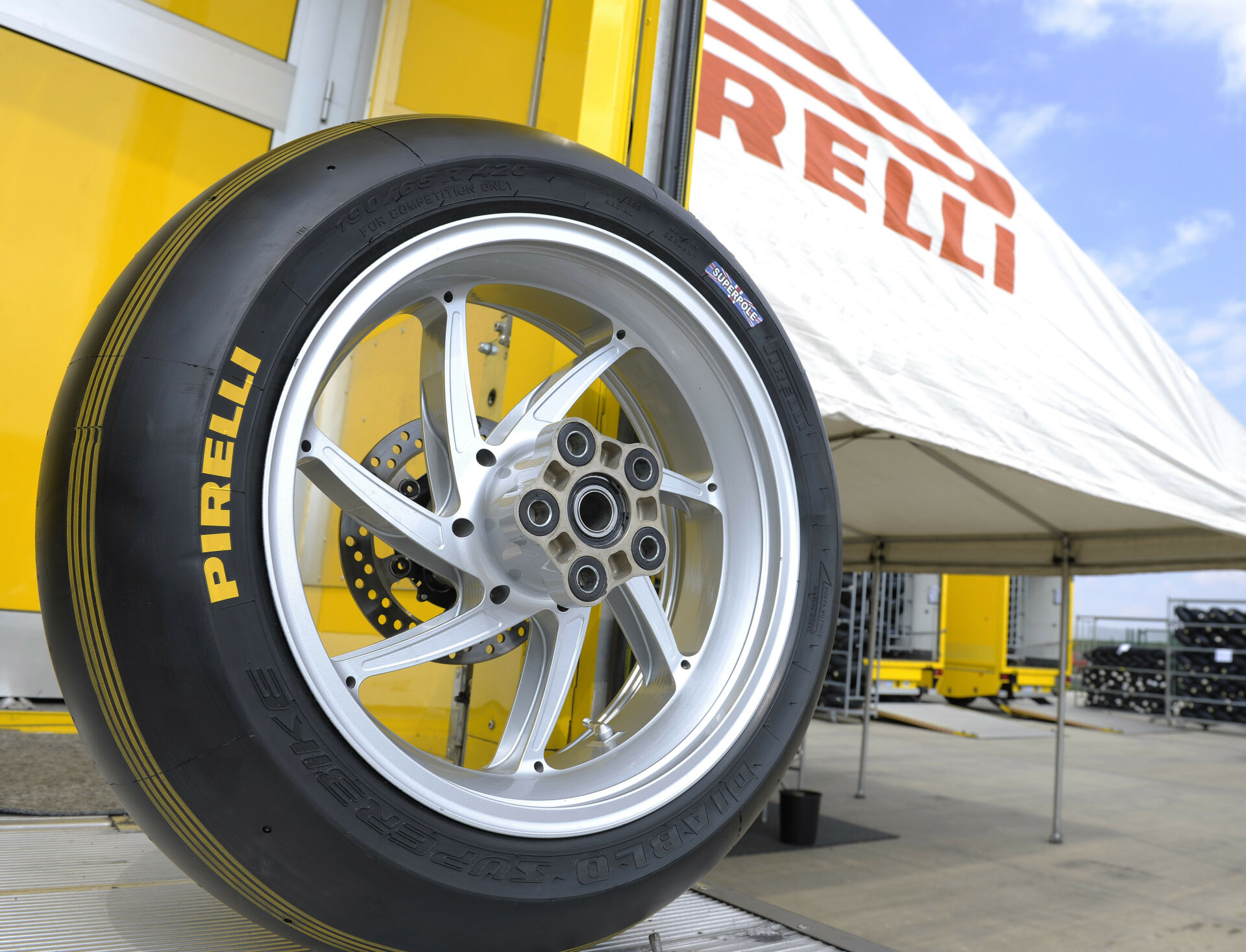 A Pirelli Superpole tire. Photo courtesy Pirelli.