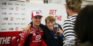 Pol Espargaro, as seen with a young fan at the Goodwood Festival of Speed. Photo courtesy Dorna.